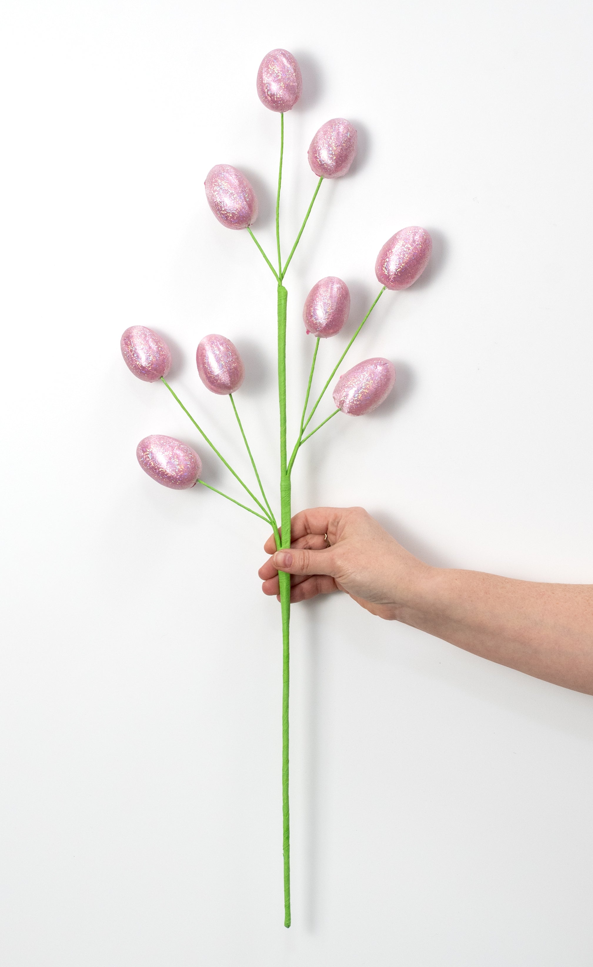 28" Polished Sequin Egg Spray: Iridescent Pink