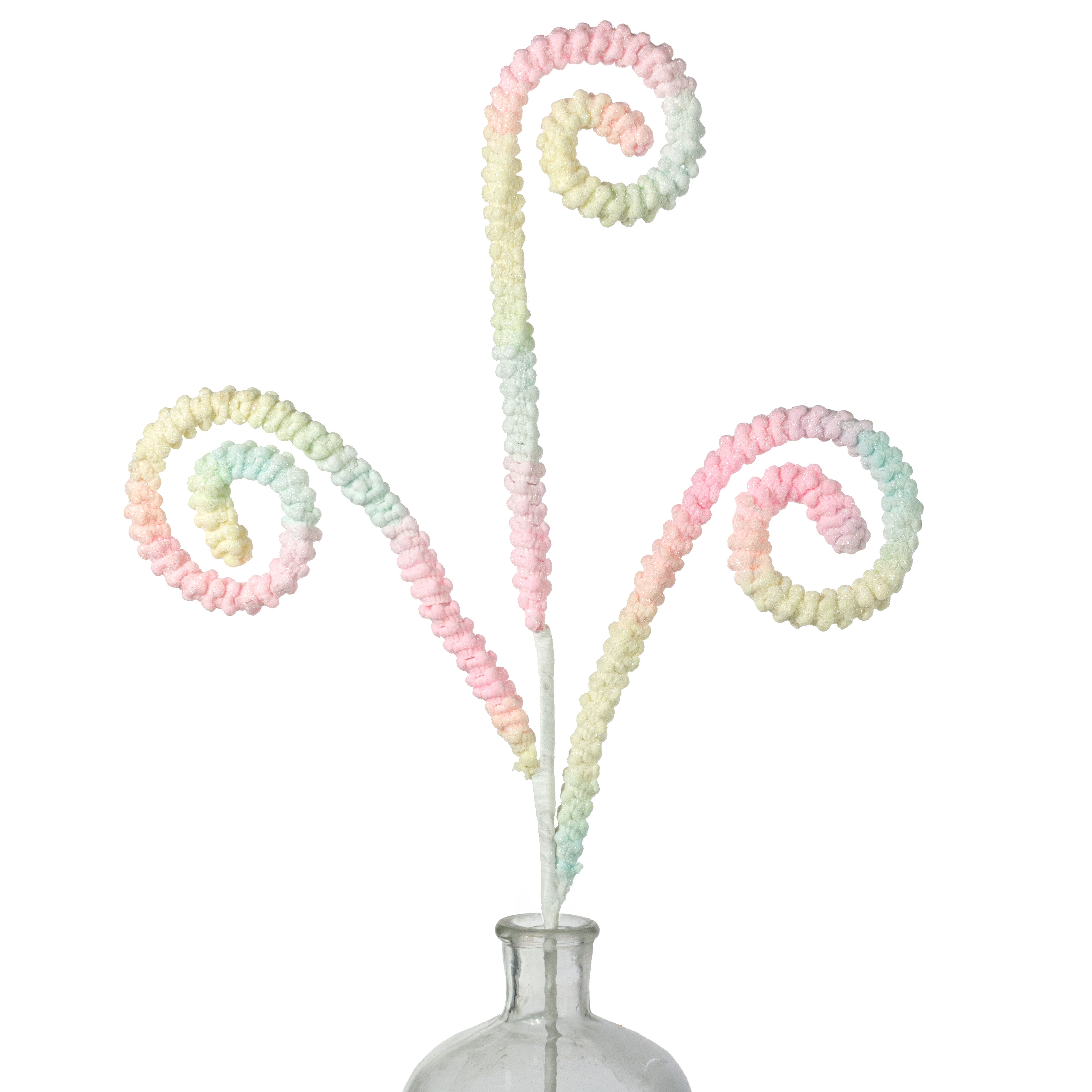28" Puff Chenille Spiral Curly Spray: Pastel Ombre