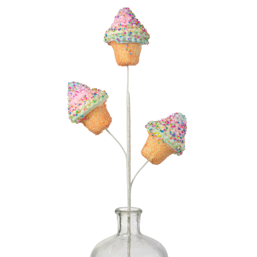 24" Puff Chenille Sprinkle Cupcake Spray: Pastel Ombre