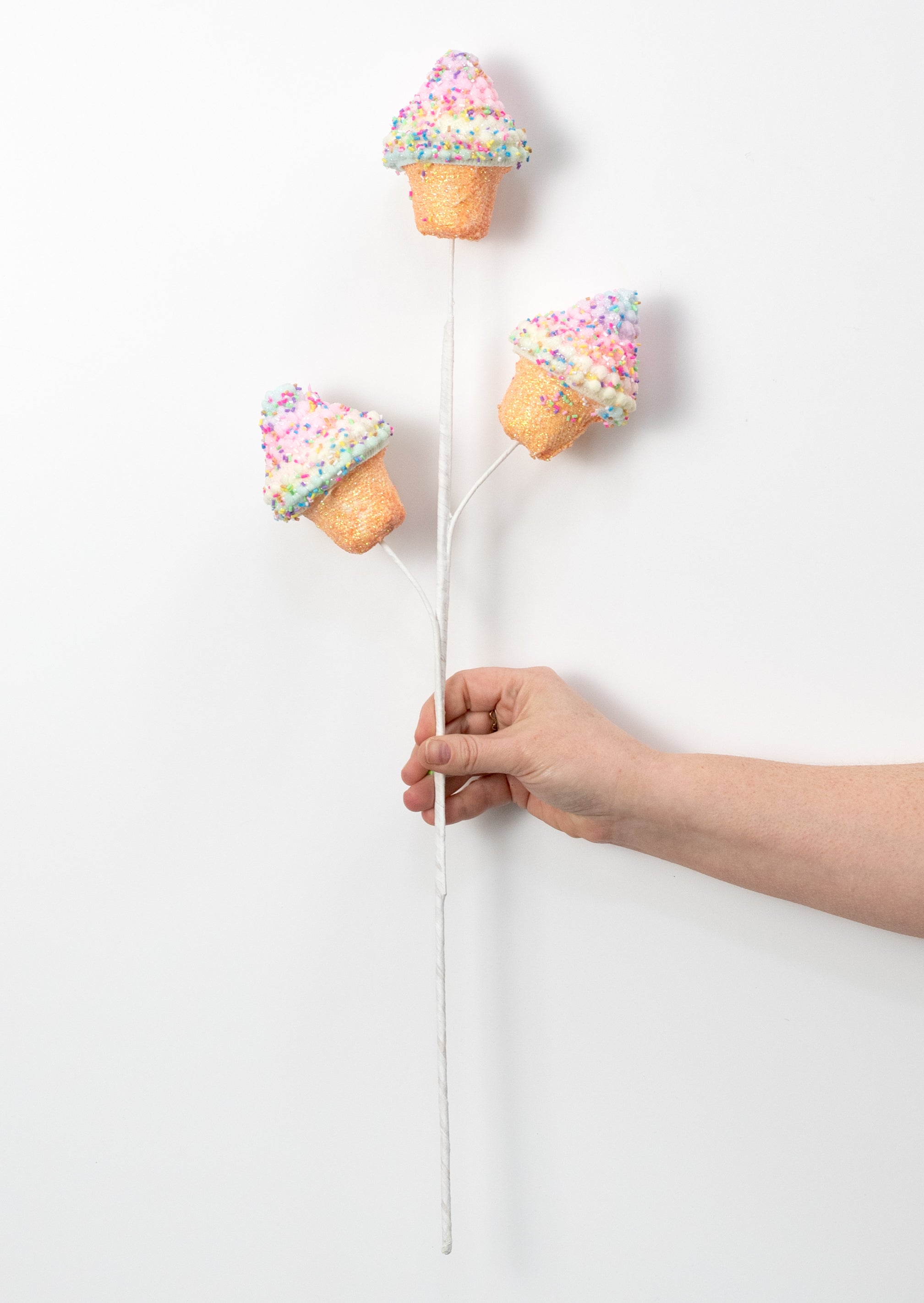 24" Puff Chenille Sprinkle Cupcake Spray: Pastel Ombre