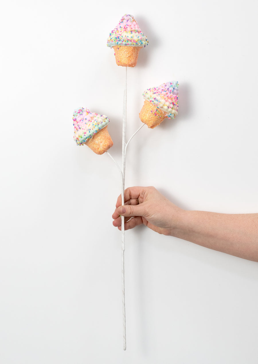 24" Puff Chenille Sprinkle Cupcake Spray: Pastel Ombre