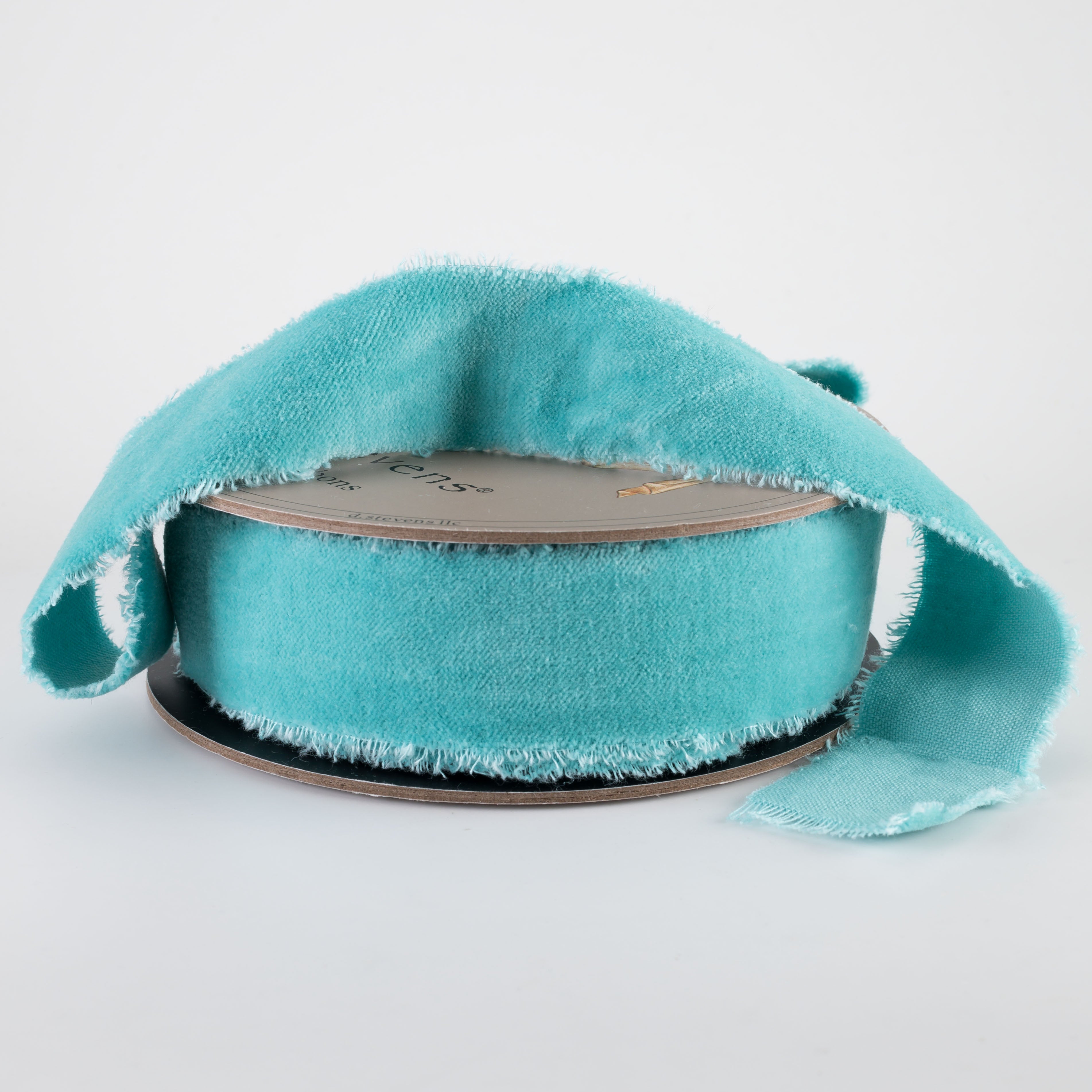 [D Stevens] 1.5" Torn Edge Unwired Velvet Ribbon: Ocean Blue (10 Yards)