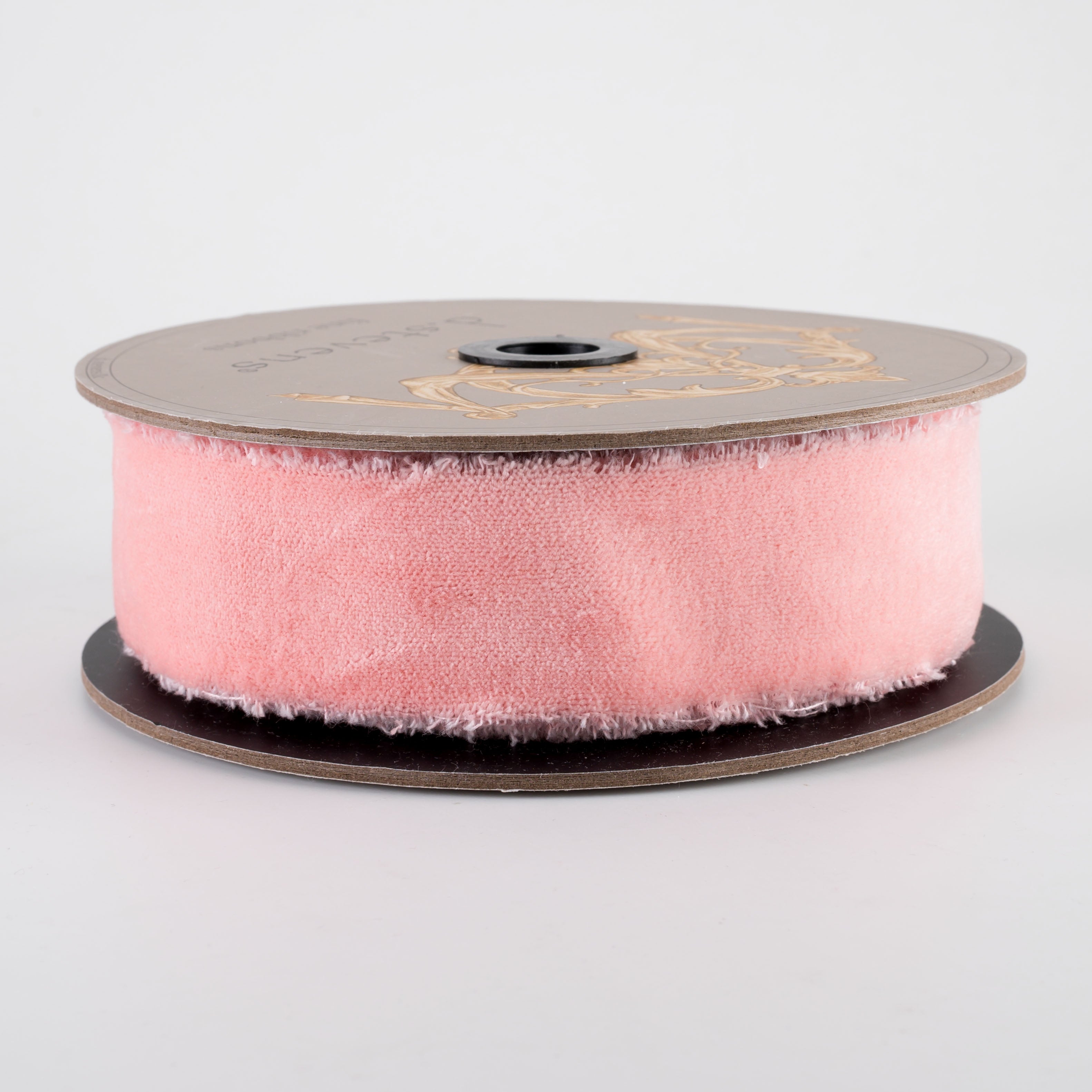 [D Stevens] 1.5" Torn Edge Unwired Velvet Ribbon: Petal Pink (10 Yards)