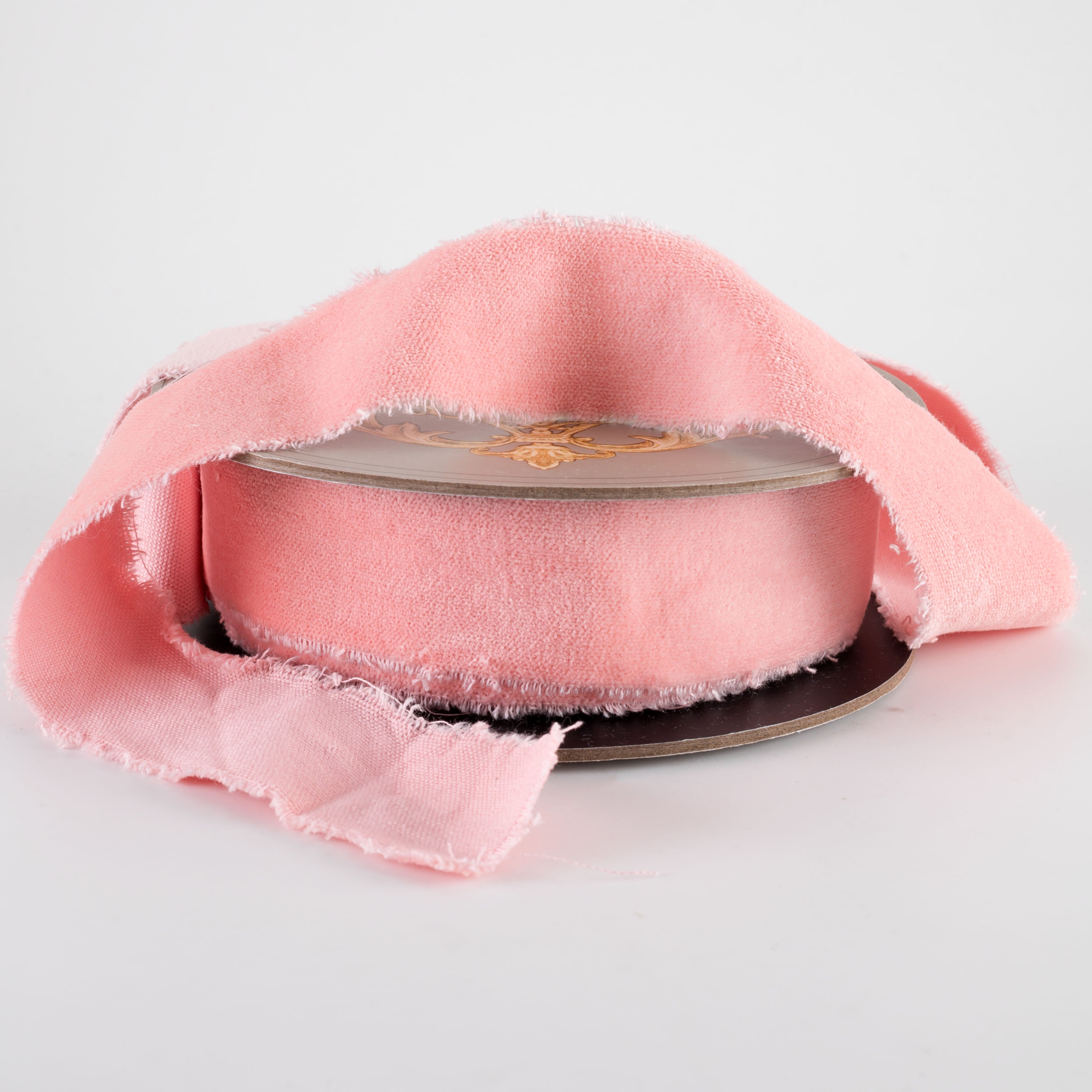 [D Stevens] 1.5" Torn Edge Unwired Velvet Ribbon: Petal Pink (10 Yards)