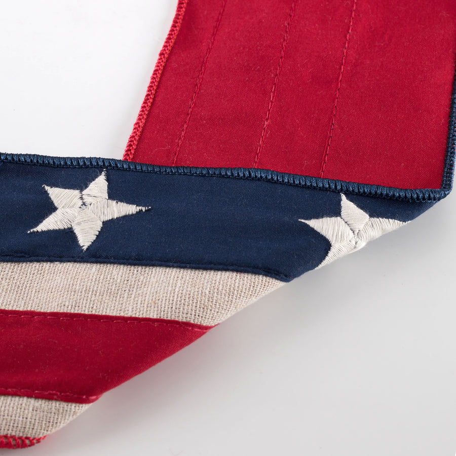 [D Stevens] 4" Canvas Embroidery Stars & Stripes Ribbon (5 Yards)