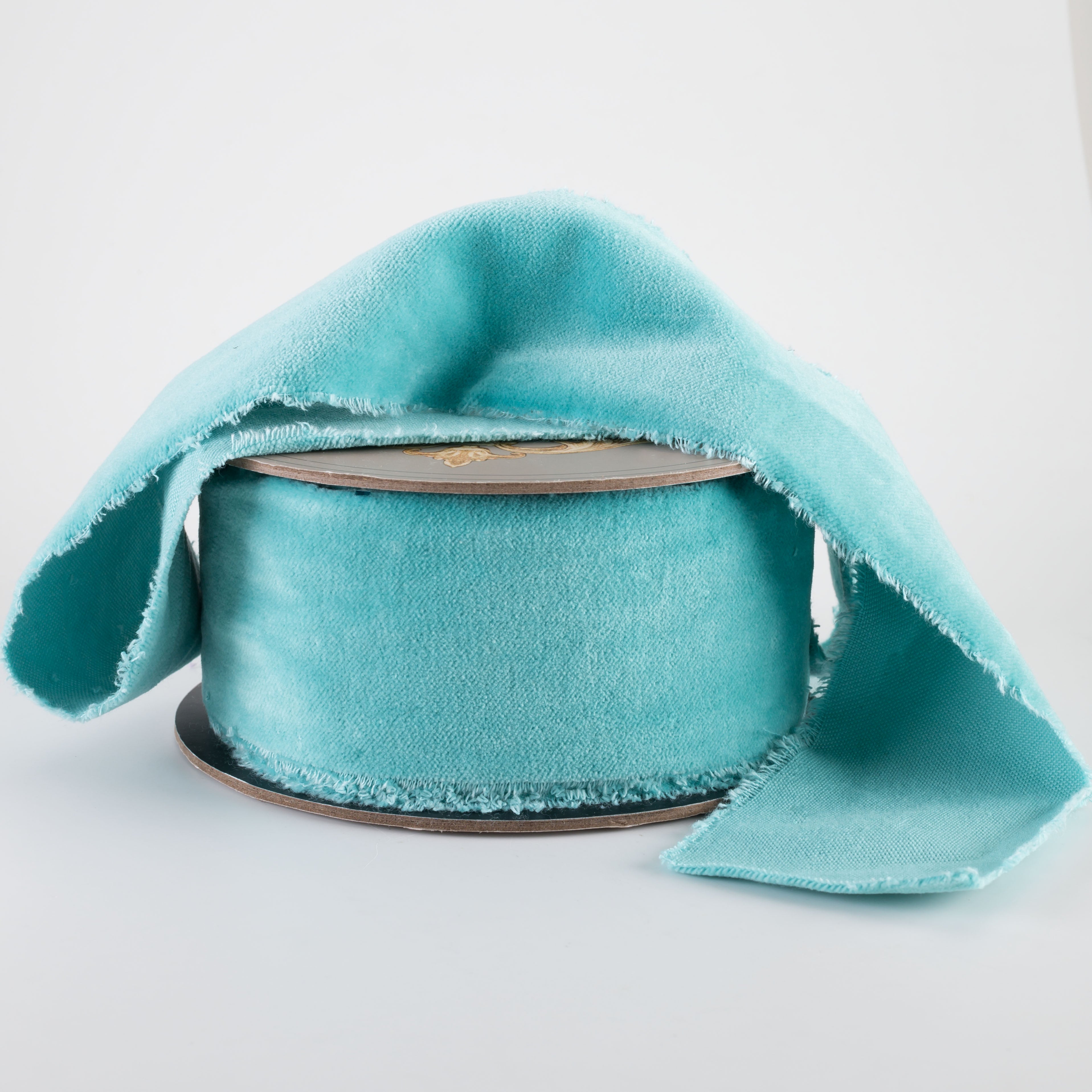 [D Stevens] 2.5" Torn Edge Unwired Velvet Ribbon: Ocean Blue (10 Yards)