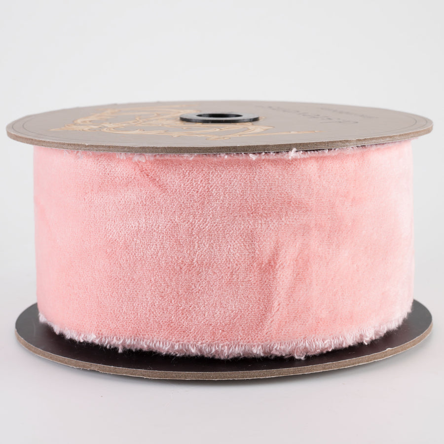 [D Stevens] 2.5" Torn Edge Unwired Velvet Ribbon: Petal Pink (10 Yards)