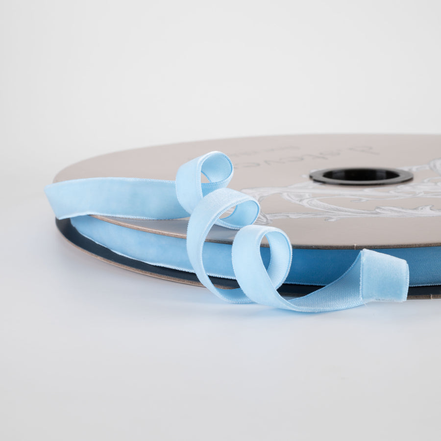 [D Stevens] 5/8" Voss Velvet Unwired Ribbon: Sky Blue (50 Yards)