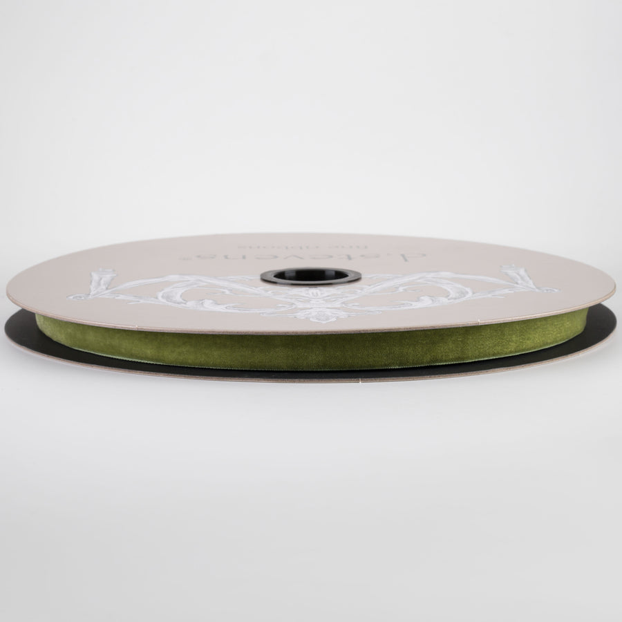 [D Stevens] 5/8" Voss Velvet Unwired Ribbon: Moss Green (50 Yards)
