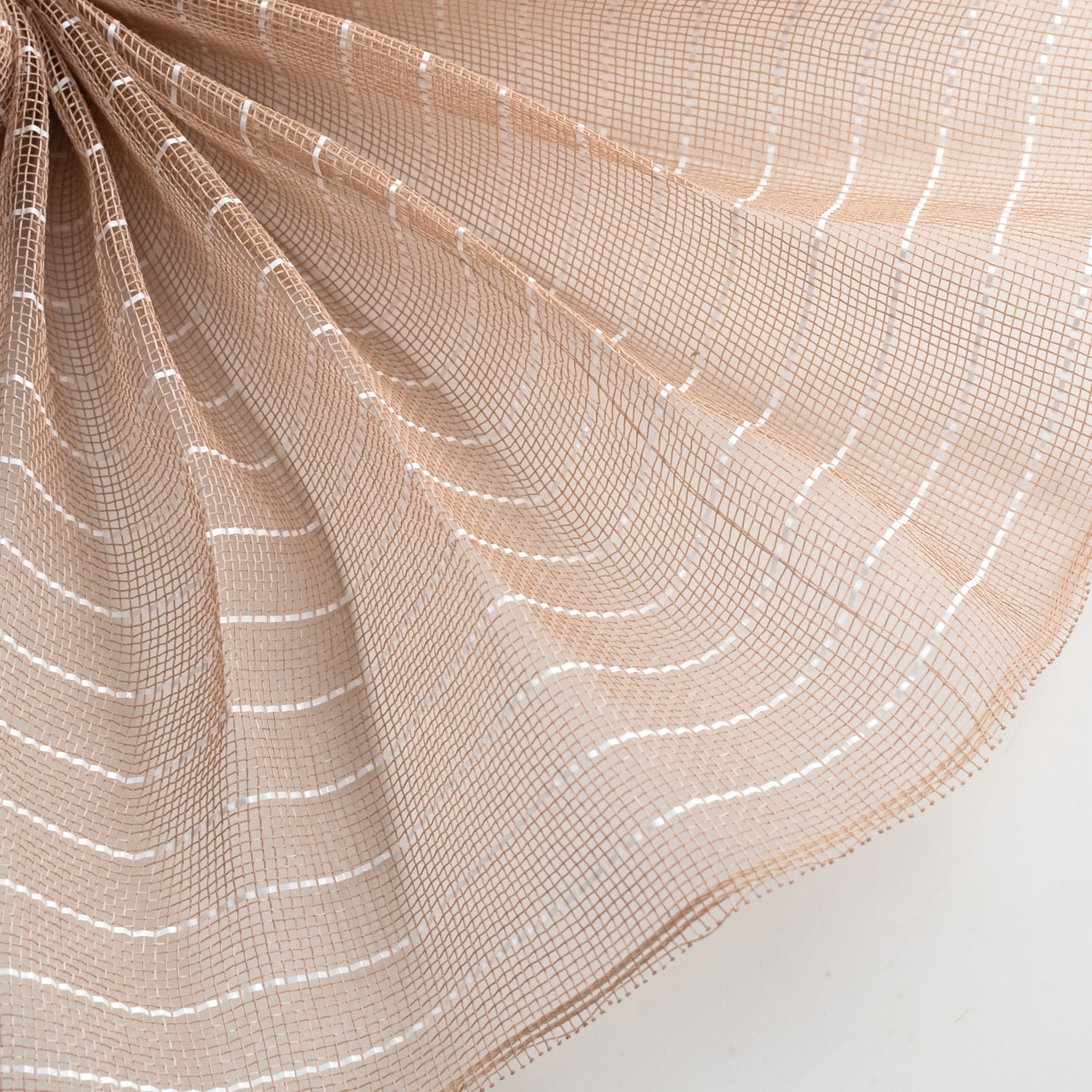 10" Stripe Fine Weave Deco Mesh: Natural & White