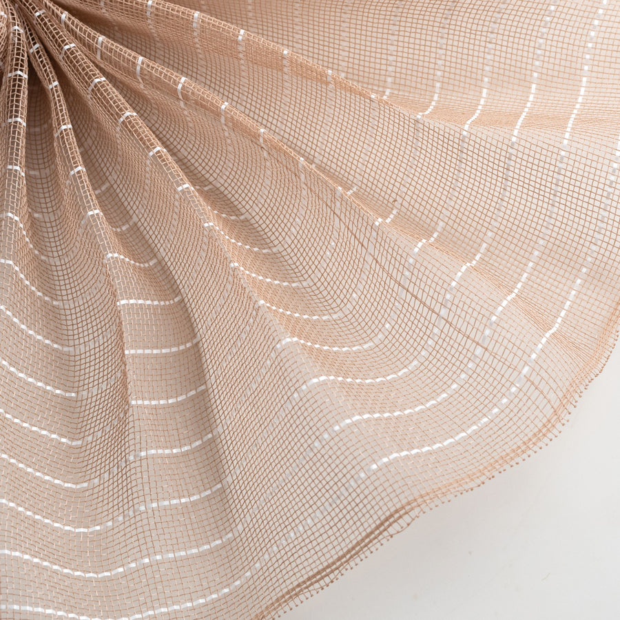 10" Stripe Fine Weave Deco Mesh: Natural & White