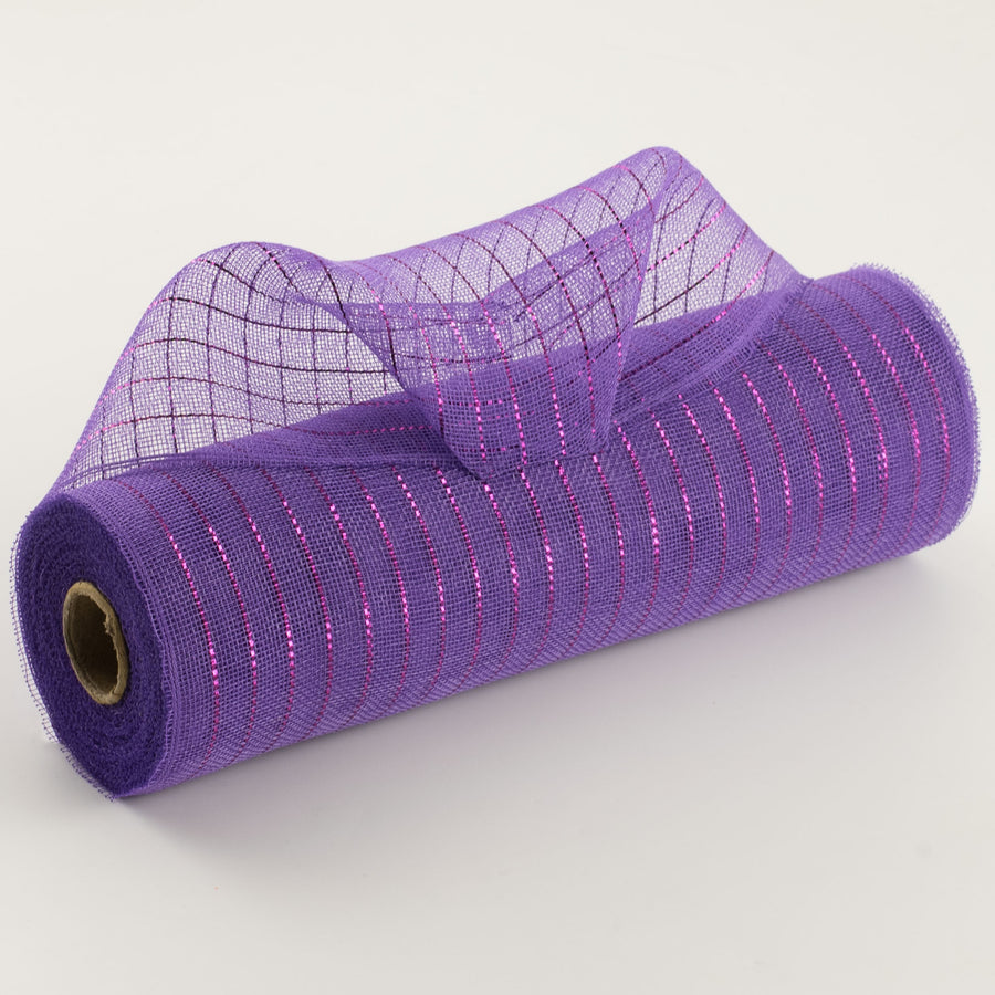 10" Metallic Fine Weave Deco Mesh: Purple