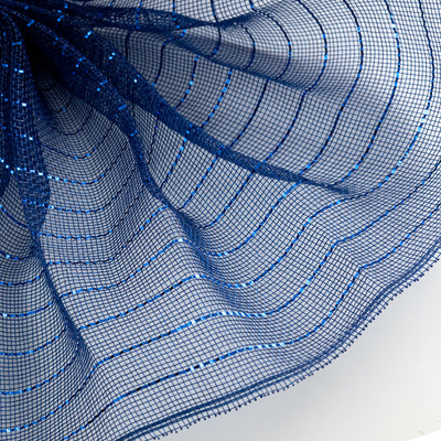 10" Metallic Fine Weave Deco Mesh: Navy & Royal Blue
