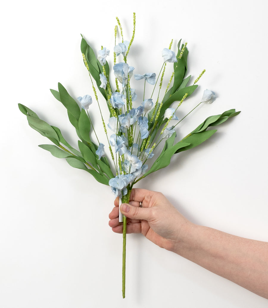 19" Paper Mountain Wildflowers Spray: Blue Cream