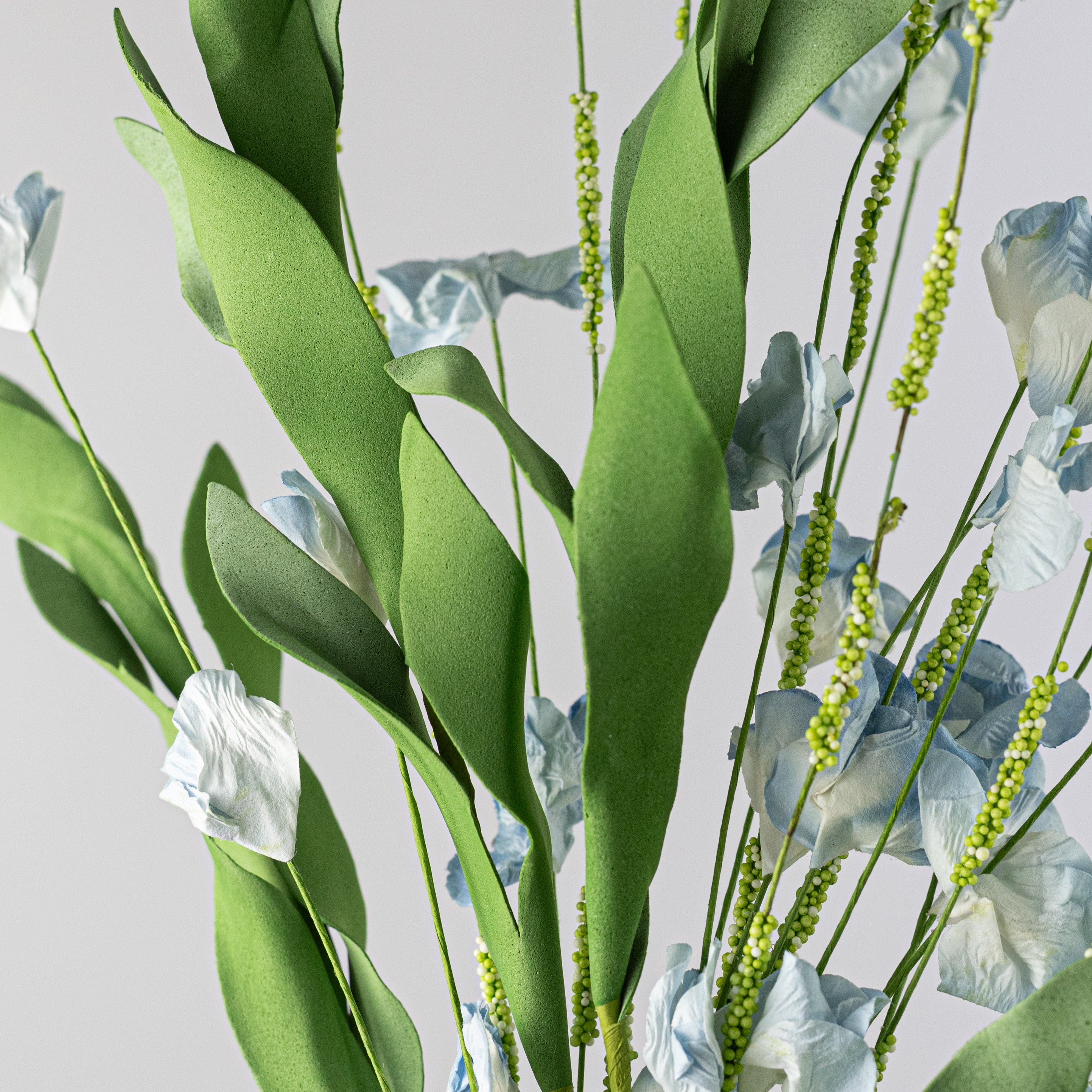 19" Paper Mountain Wildflowers Spray: Blue Cream