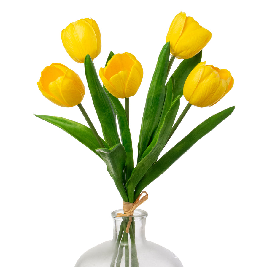 21" Large Soft Touch Tulip Flower Bundle: Yellow (5)