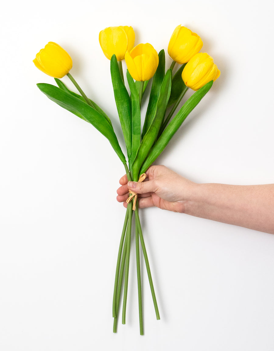 21" Large Soft Touch Tulip Flower Bundle: Yellow (5)
