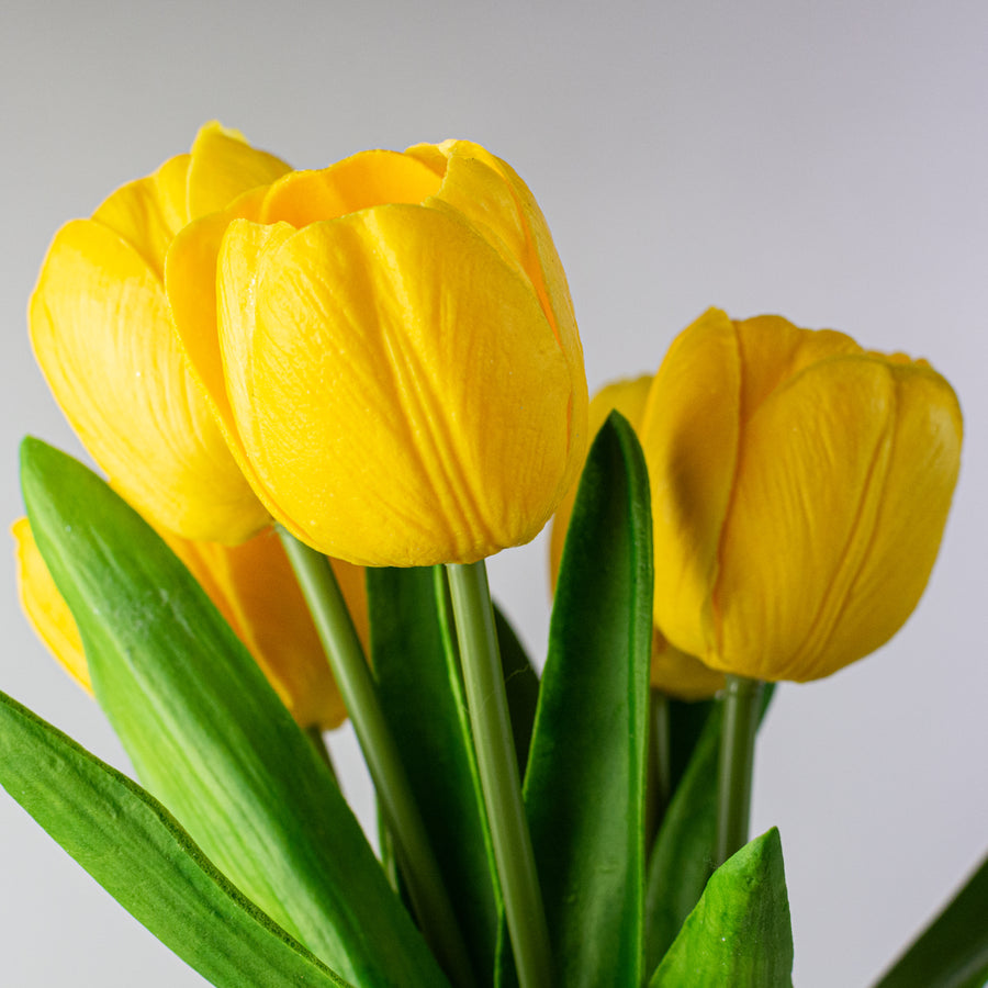 21" Large Soft Touch Tulip Flower Bundle: Yellow (5)