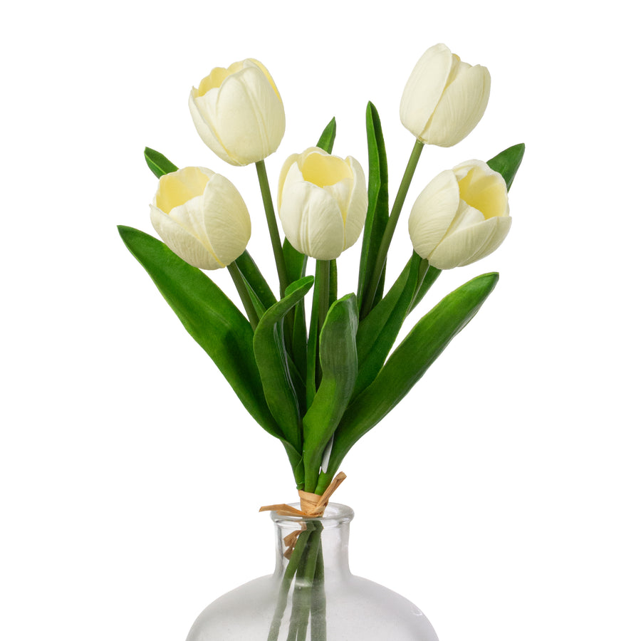 21" Large Soft Touch Tulip Flower Bundle: Cream (5)