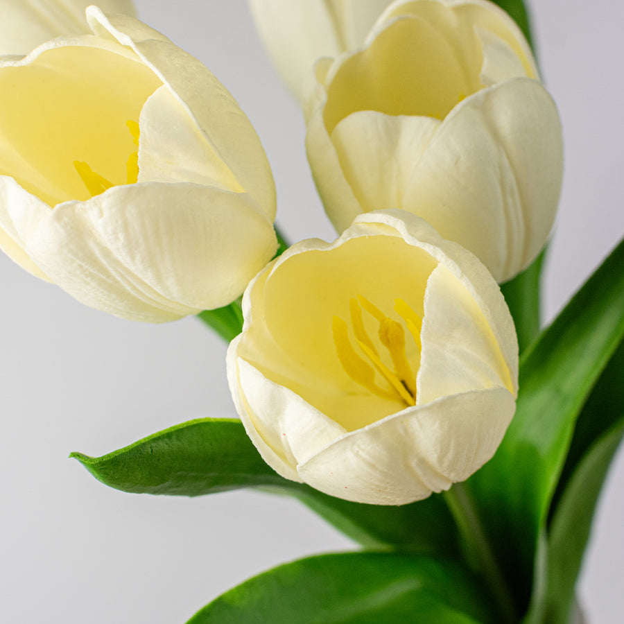 21" Large Soft Touch Tulip Flower Bundle: Cream (5)