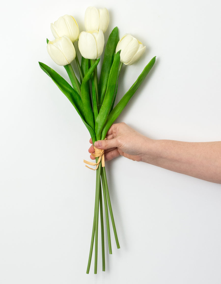 21" Large Soft Touch Tulip Flower Bundle: Cream (5)