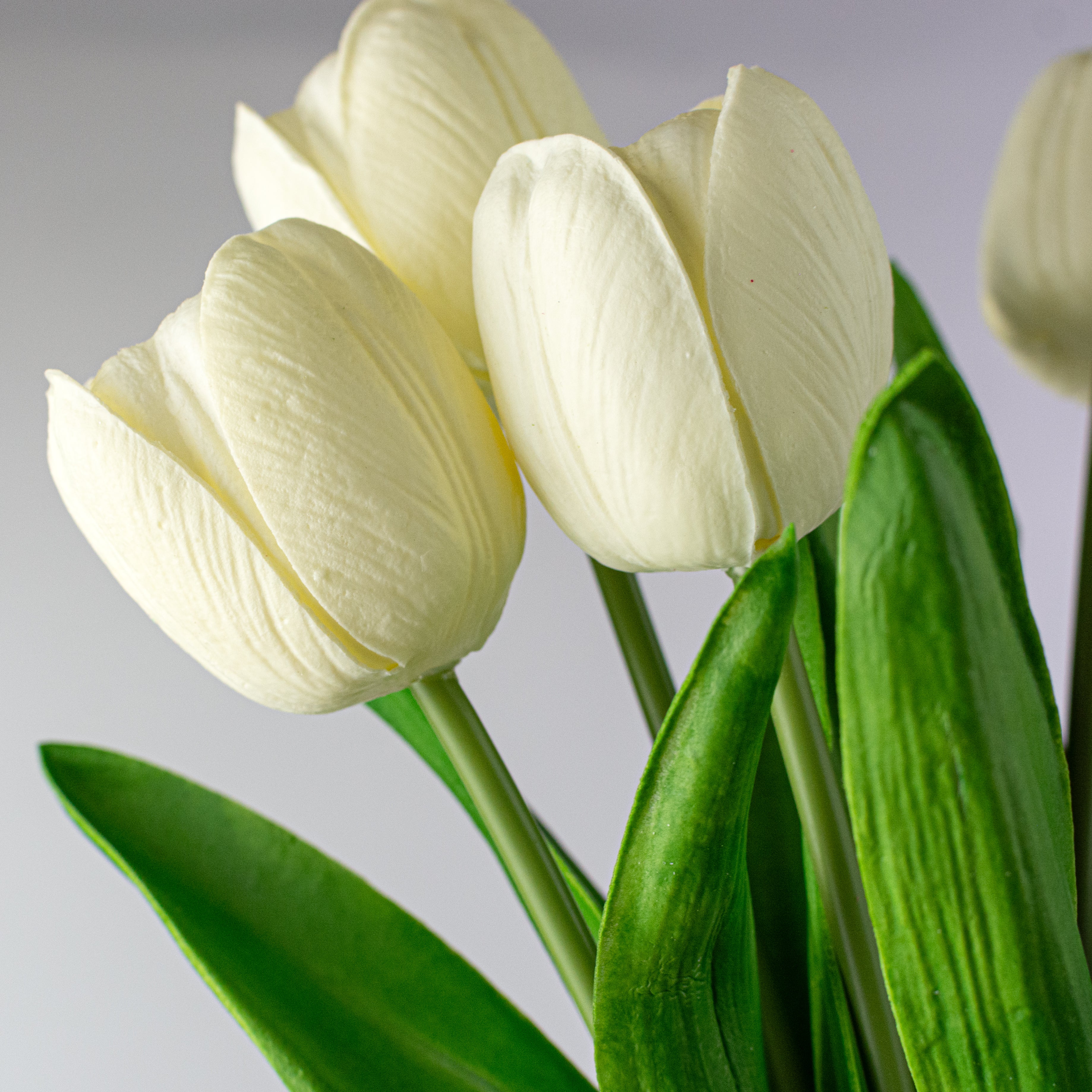 21" Large Soft Touch Tulip Flower Bundle: Cream (5)