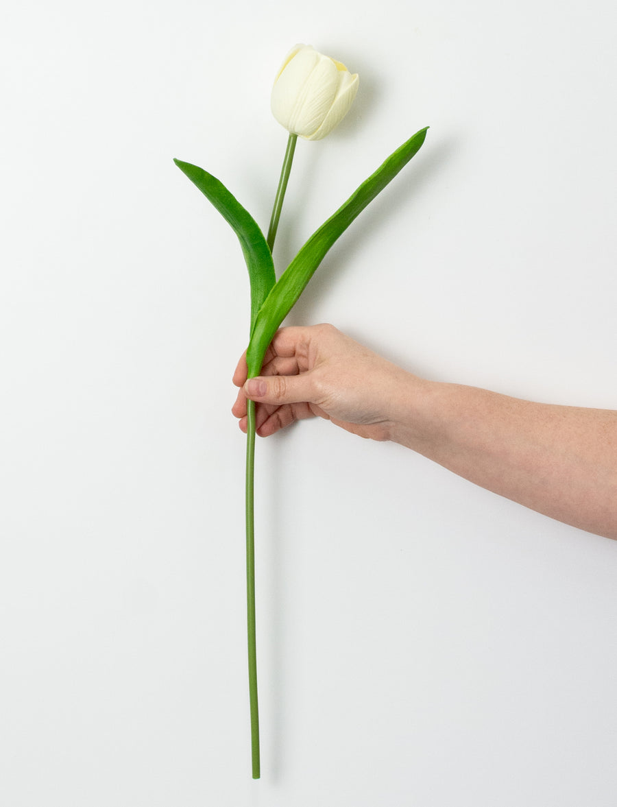 21" Large Soft Touch Tulip Flower Bundle: Cream (5)