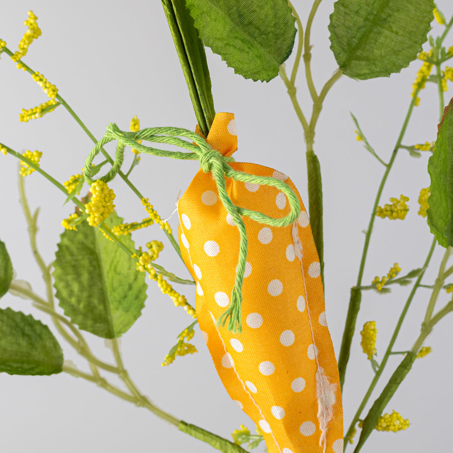 11" Polka Dot Carrot & Leaves Pick: Orange Yellow