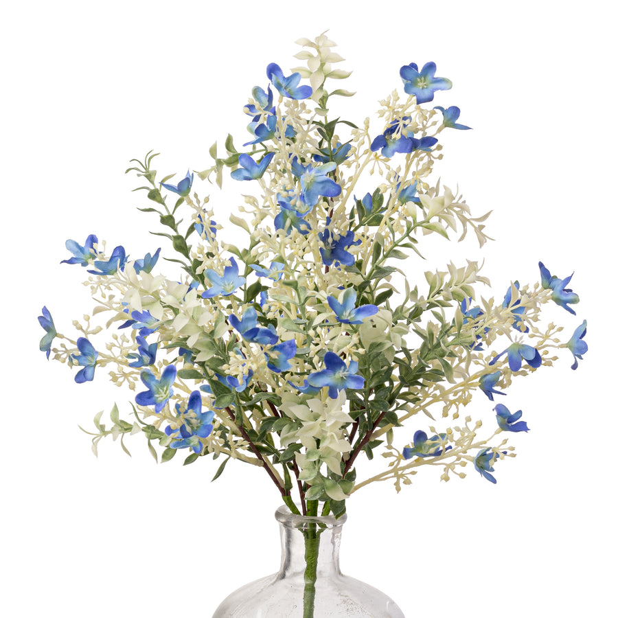 20" Plastic & Fabric Wildflower Filler Bush: Blue