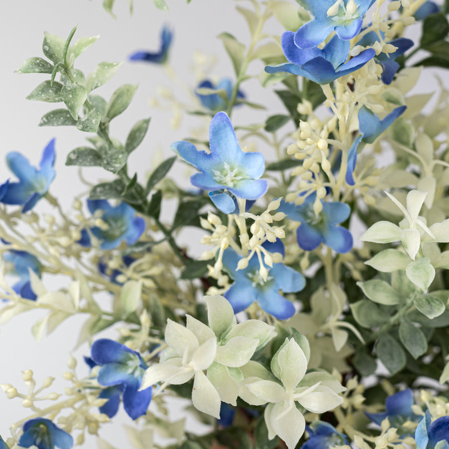 20" Plastic & Fabric Wildflower Filler Bush: Blue