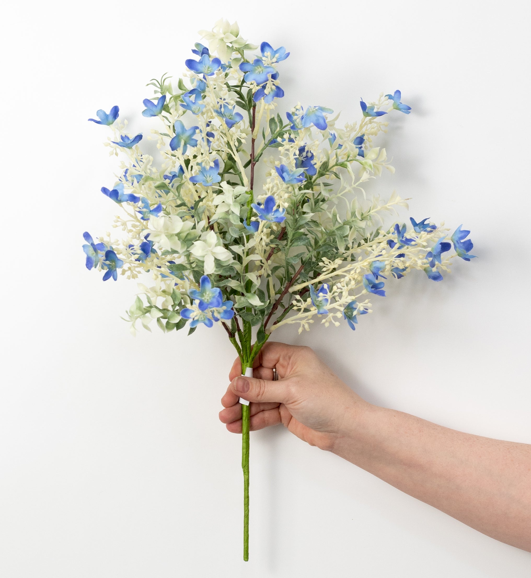 20" Plastic & Fabric Wildflower Filler Bush: Blue