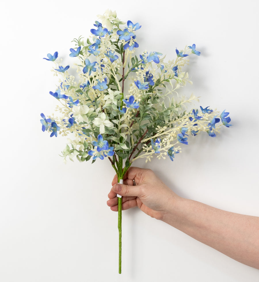 20" Plastic & Fabric Wildflower Filler Bush: Blue