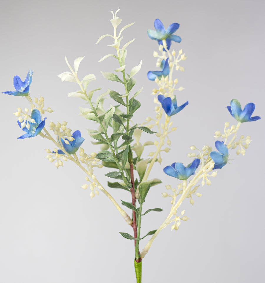 20" Plastic & Fabric Wildflower Filler Bush: Blue