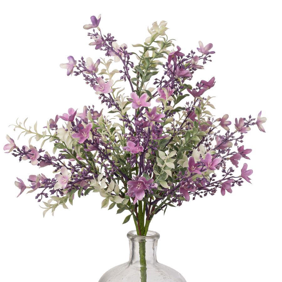 20" Plastic & Fabric Wildflower Filler Bush: Lilac Purple