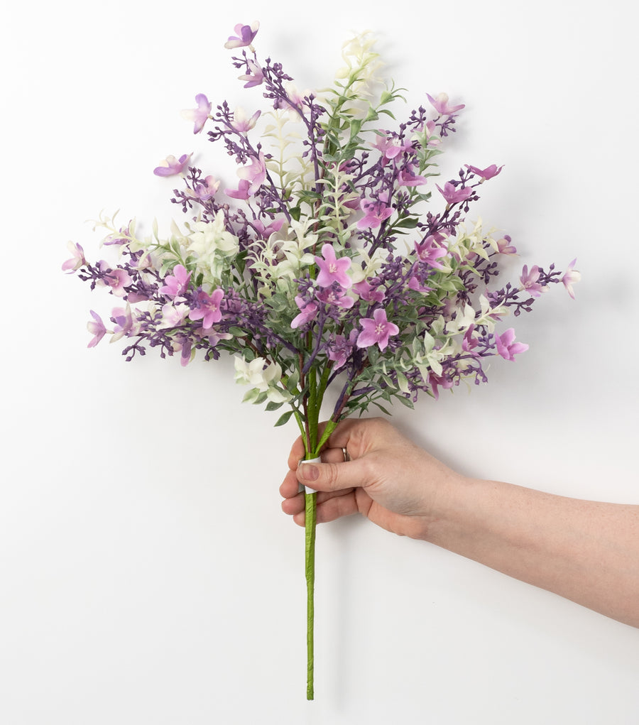 20" Plastic & Fabric Wildflower Filler Bush: Lilac Purple