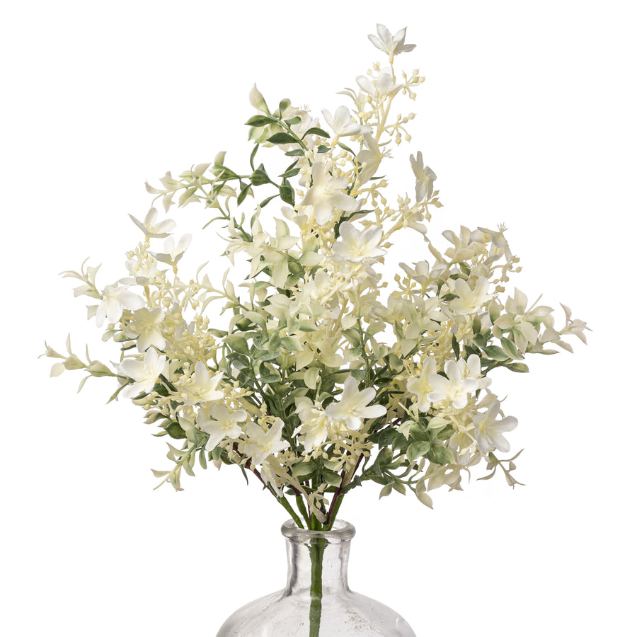 20" Plastic & Fabric Wildflower Filler Bush: Cream