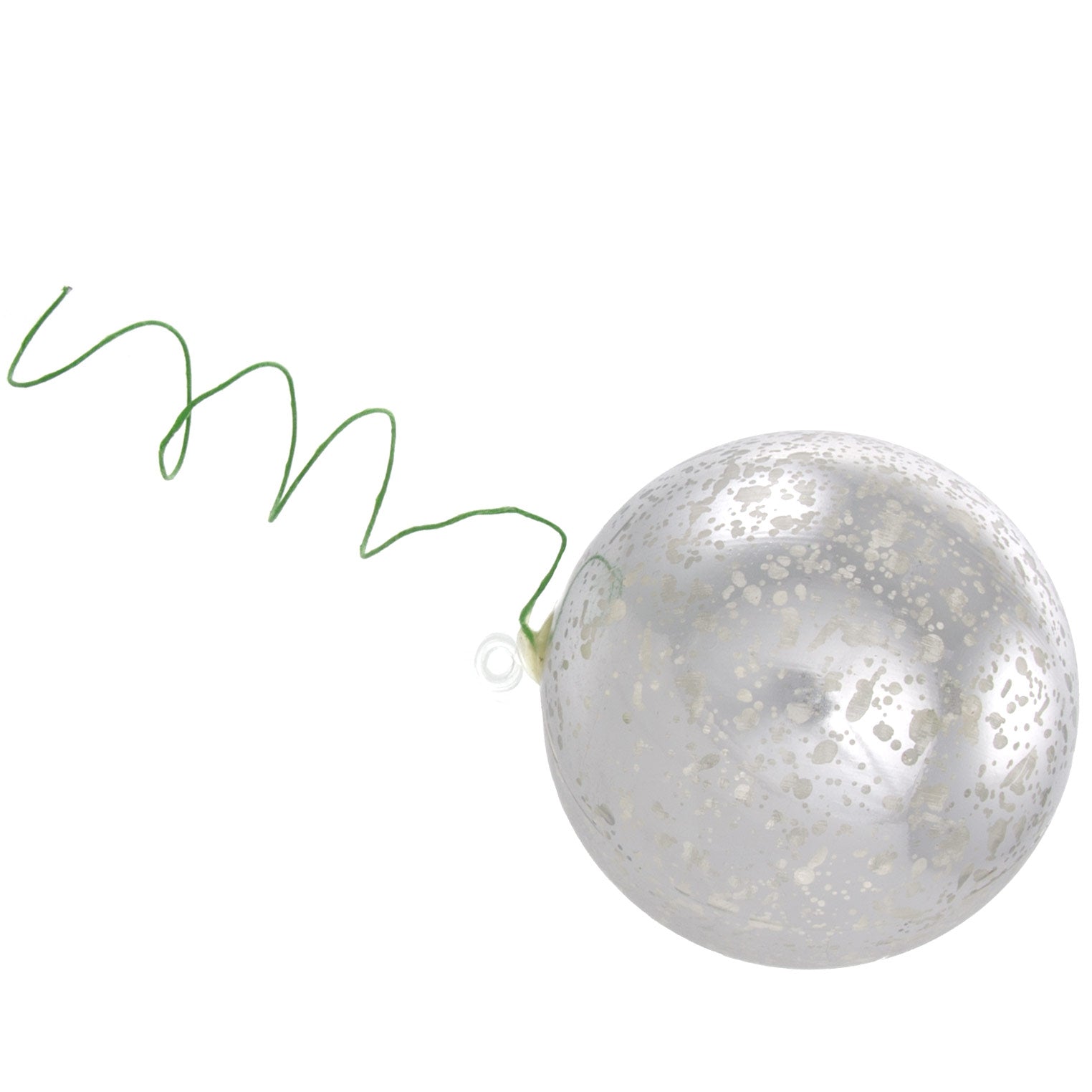 70MM Antique Look Ball Ornament On Wire: Mercury Silver (12)
