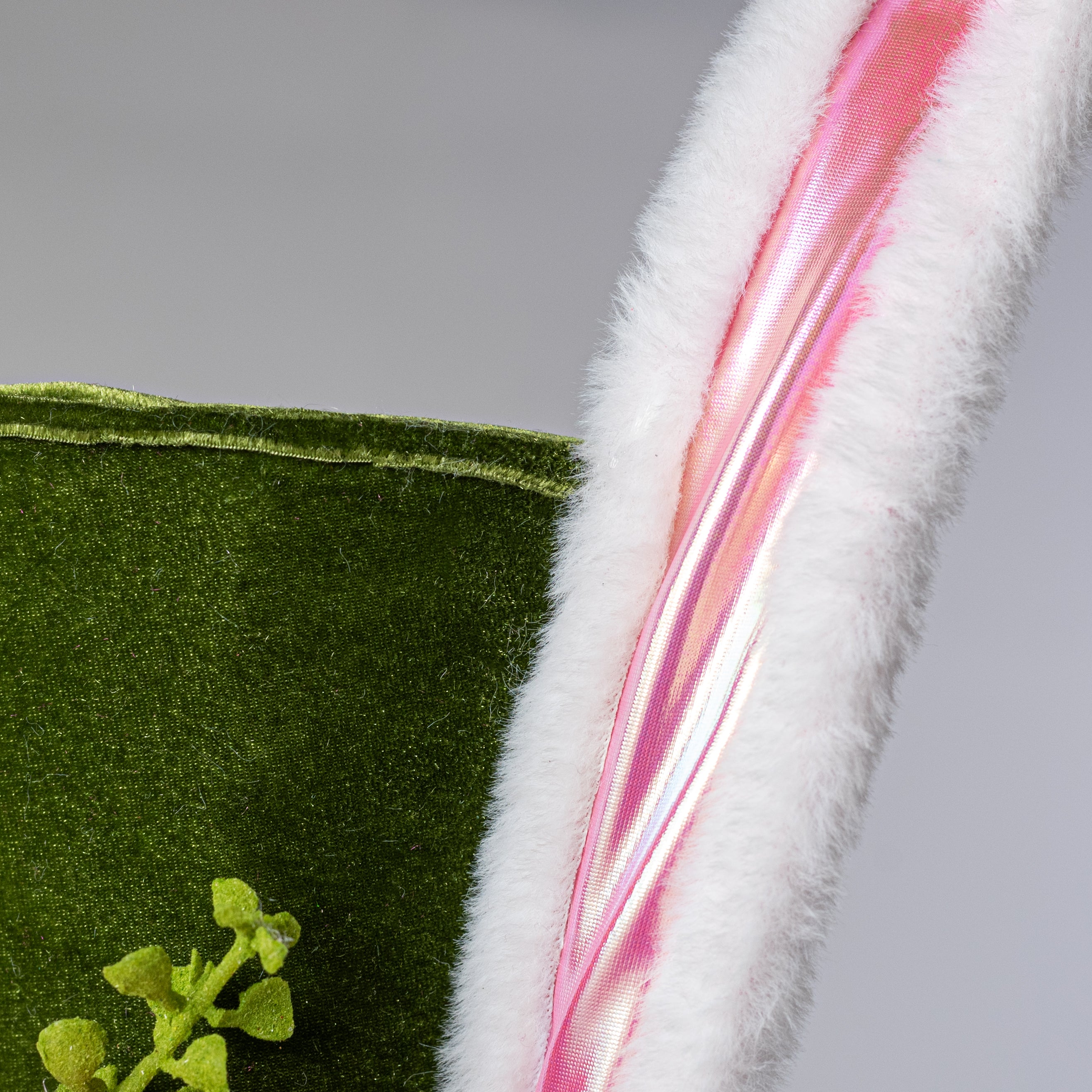 12" Velvet Bunny Top Hat Decor: Moss Green