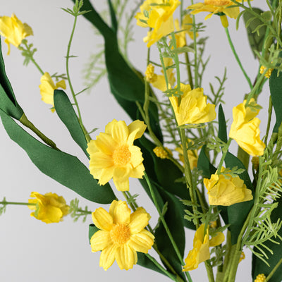 19" Wild Daylily & Leaves Spray: Yellow