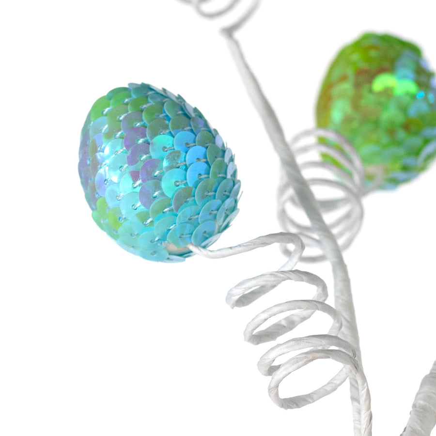 27" Sequin Easter Eggs Spray: Pastel Multicolor