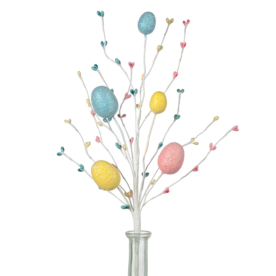 18" Glitter Easter Eggs & Pips Spray: Iridescent Pastel
