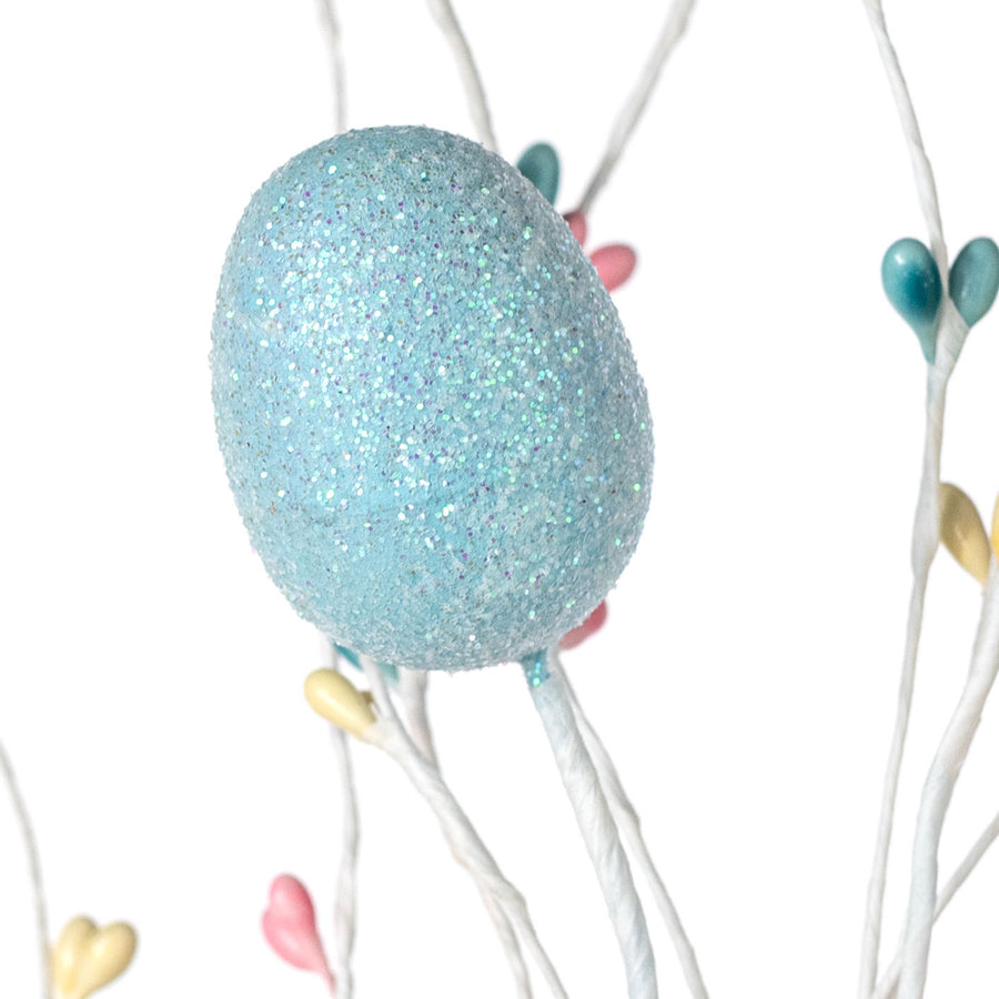 18" Glitter Easter Eggs & Pips Spray: Iridescent Pastel