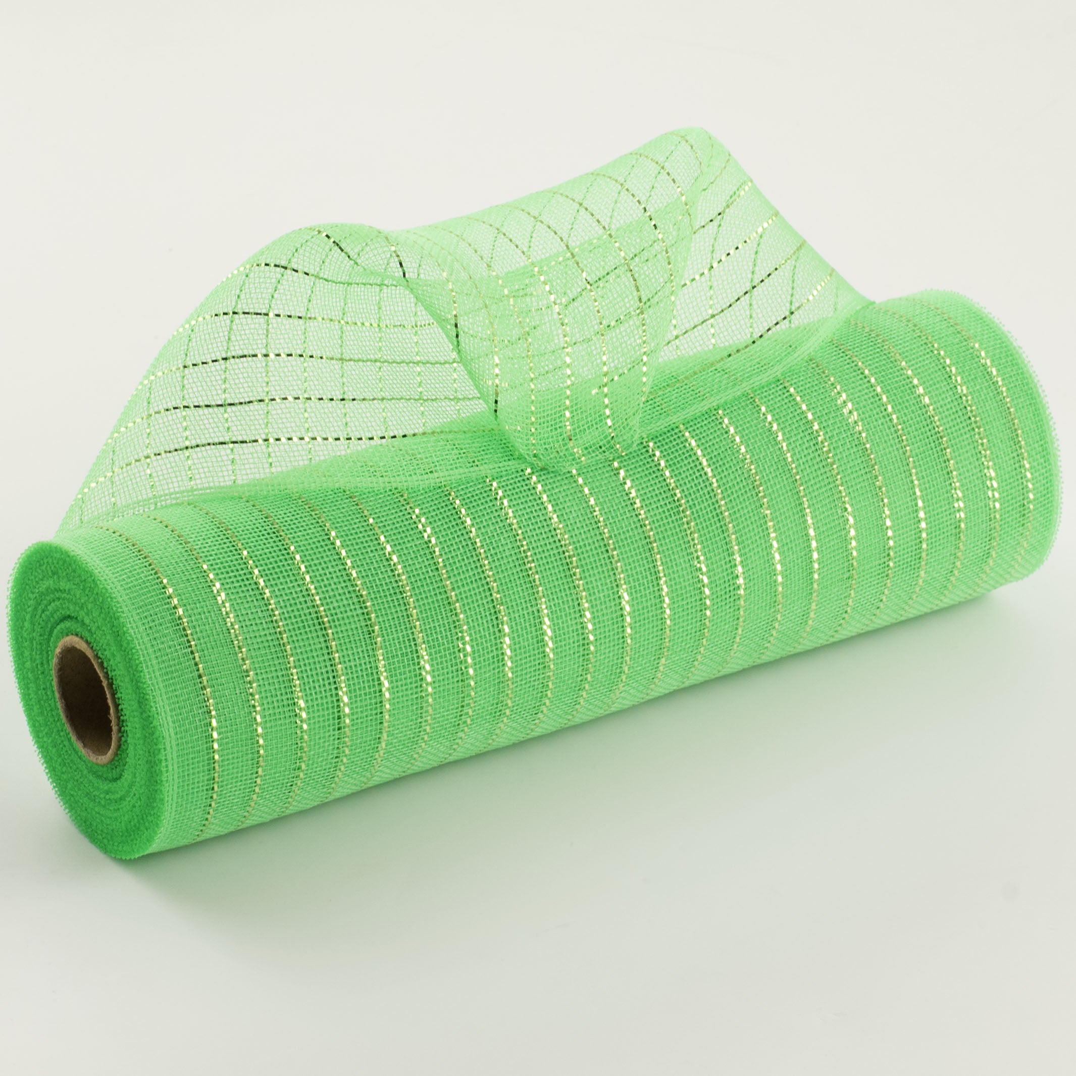 10" Metallic Fine Weave Deco Mesh: Lime Green