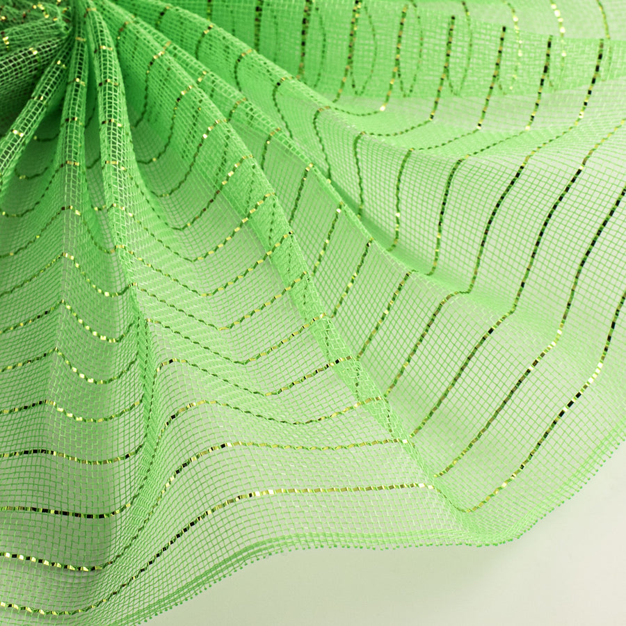 10" Metallic Fine Weave Deco Mesh: Lime Green