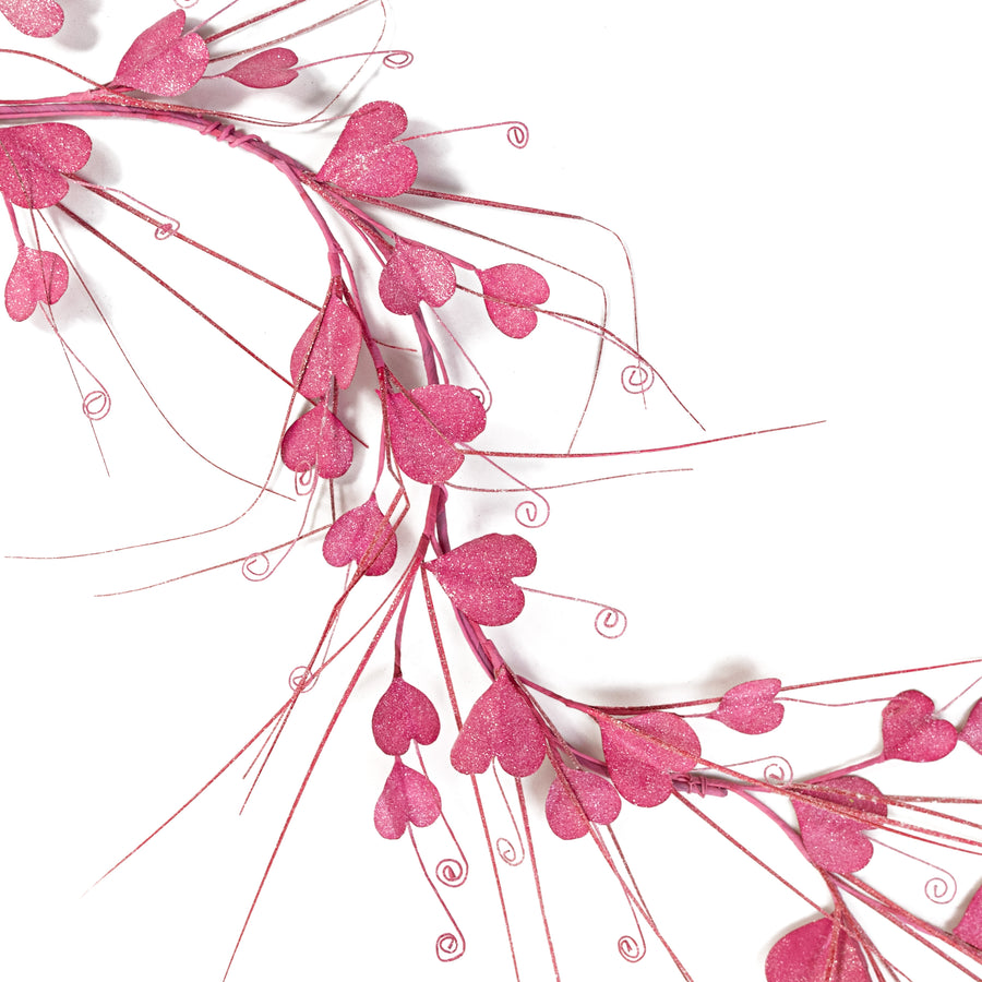 4' Glittered Hearts Spiral Garland: Pink