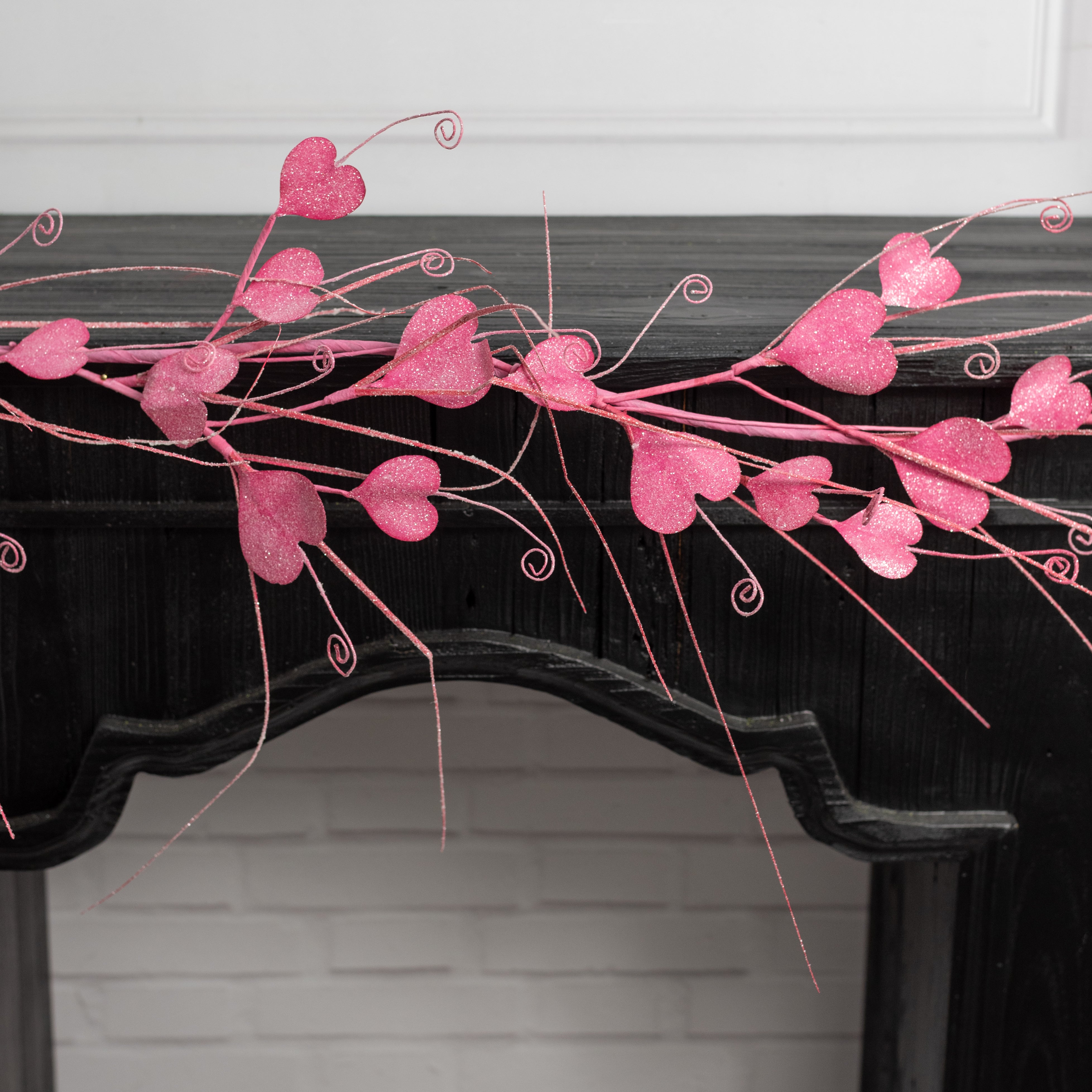 4' Glittered Hearts Spiral Garland: Pink