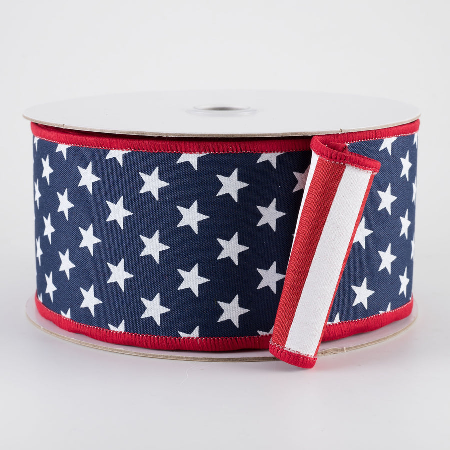 2.5" Double Sided Fused Stars & Stripes Ribbon: Navy (10 Yards)