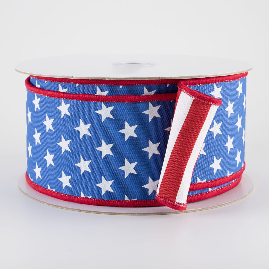 2.5" Double Sided Fused Stars & Stripes Ribbon: Royal (10 Yards)