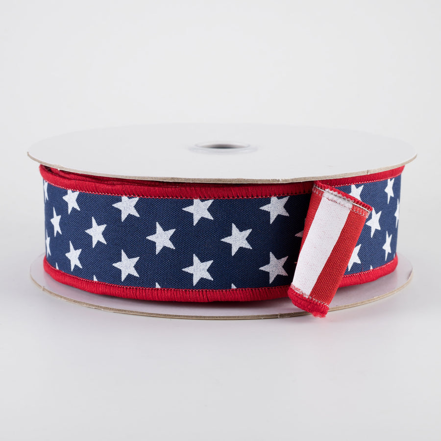 1.5" Double Sided Fused Stars & Stripes Ribbon: Navy (10 Yards)