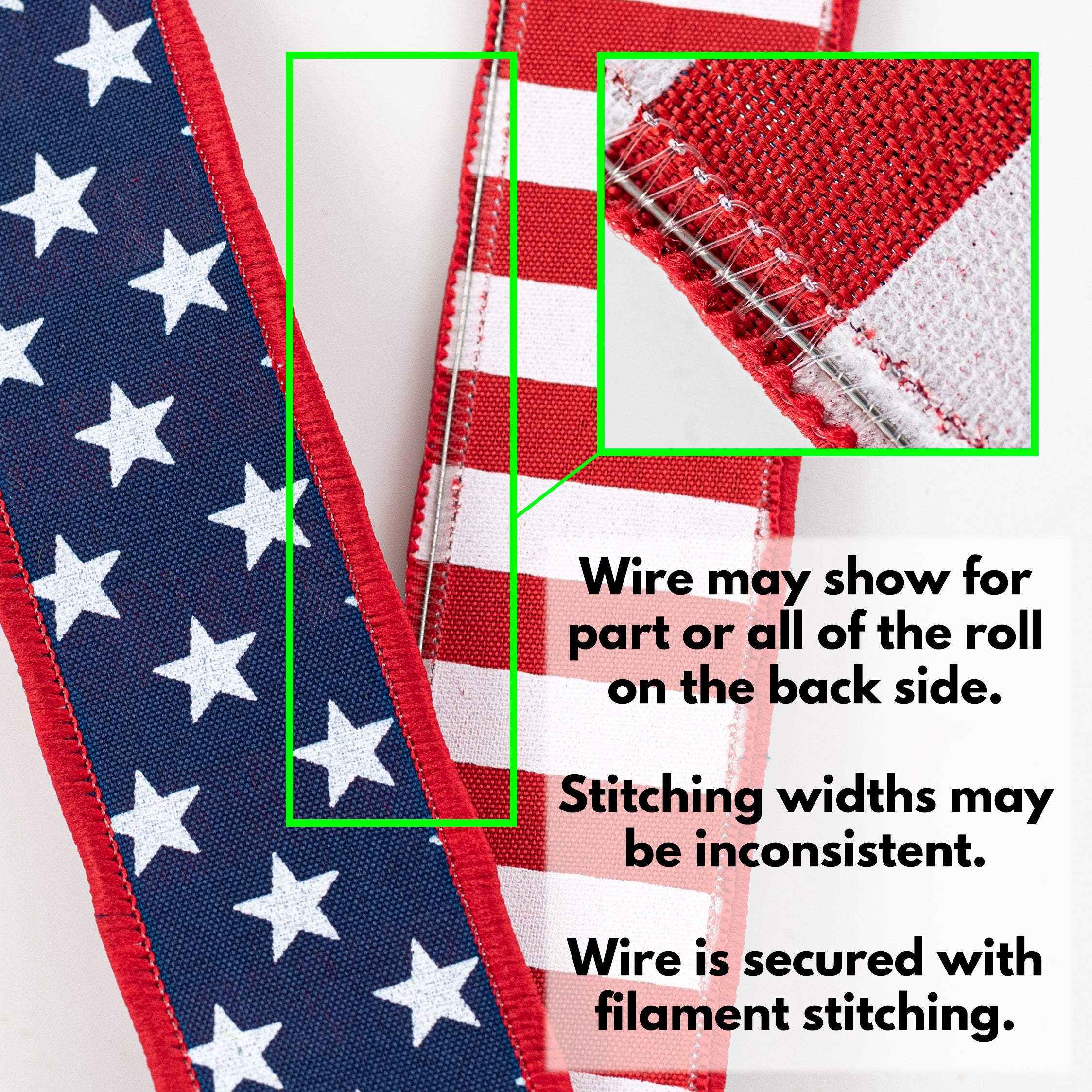 1.5" Double Sided Fused Stars & Stripes Ribbon: Navy (10 Yards)